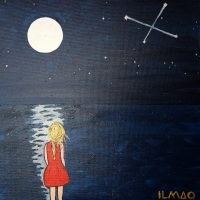 La fille et la lune (2020, 30x30cm) La fille et la lune