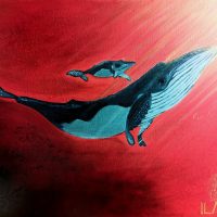 Marée rouge (2022, 80x60cm) baleine-toile-ilmao