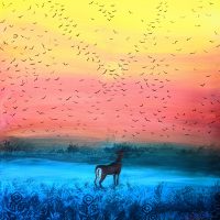 douceur automnale (2022 ,70x90cm) biche-paysage-ilmao-toile