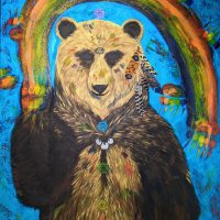Mon chaman (2023, 130x100 cm) ours-chaman-toile-ilmao
