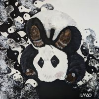 Jeu d'équilibre (2023, 80x80cm) panda-toile-ilmao