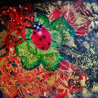 Chance (2023, 40x40cm) coccinelle-toile-ilmao